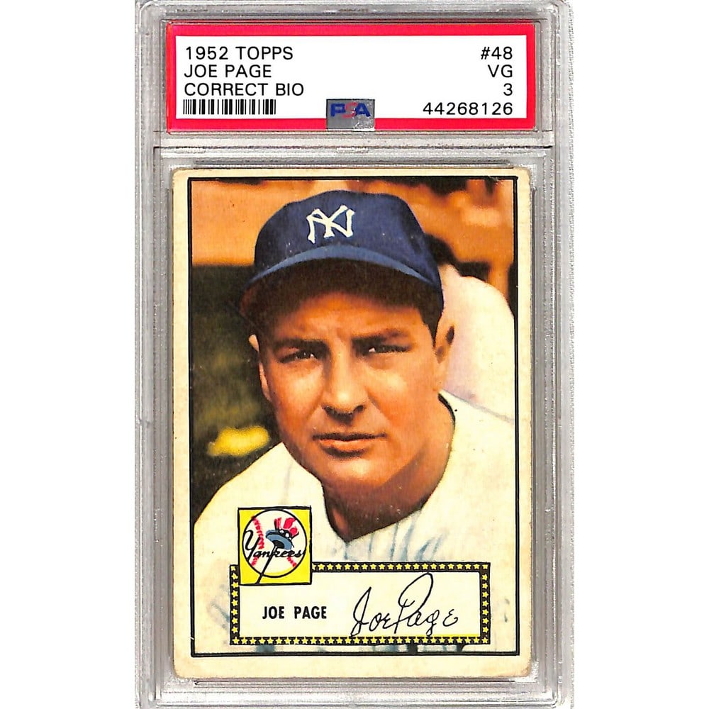 1952 Topps Joe Page Correct Bio Psa 3 (1 of 2)