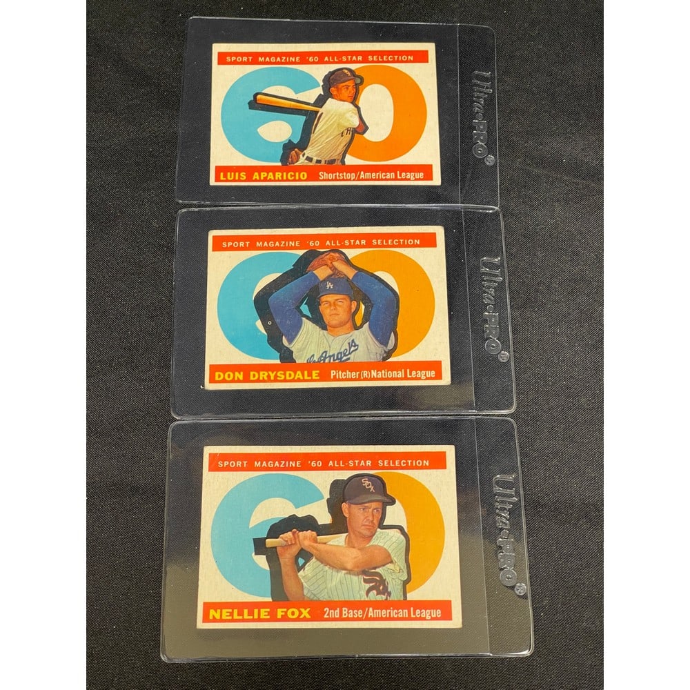 (3) 1960 Topps Baseball Allstar Cards (1 of 2)