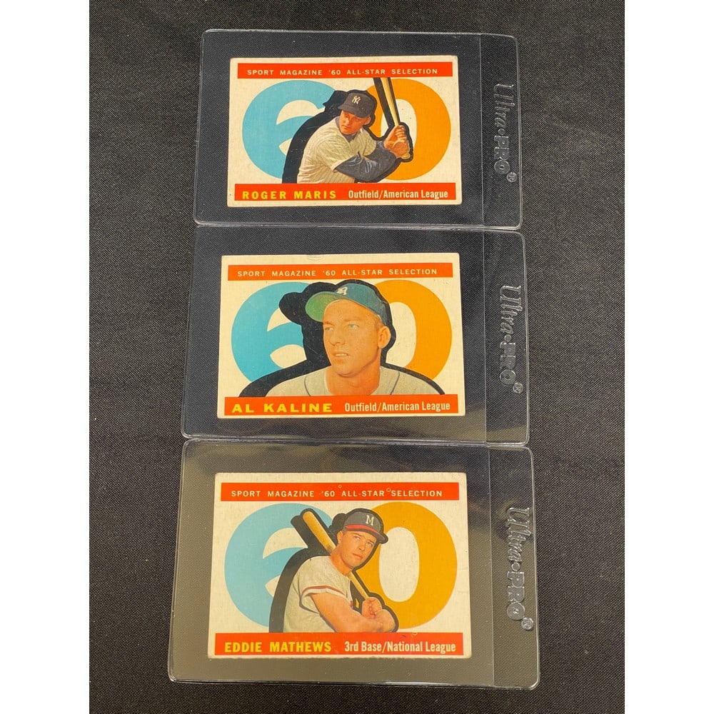 (3) 1960 Topps Baseball Allstar Cards (1 of 2)