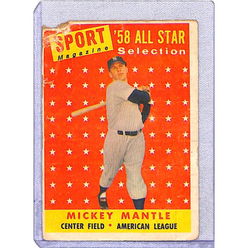 Low Grade 1958 Topps Mickey Mantle Allstar (1 of 2)