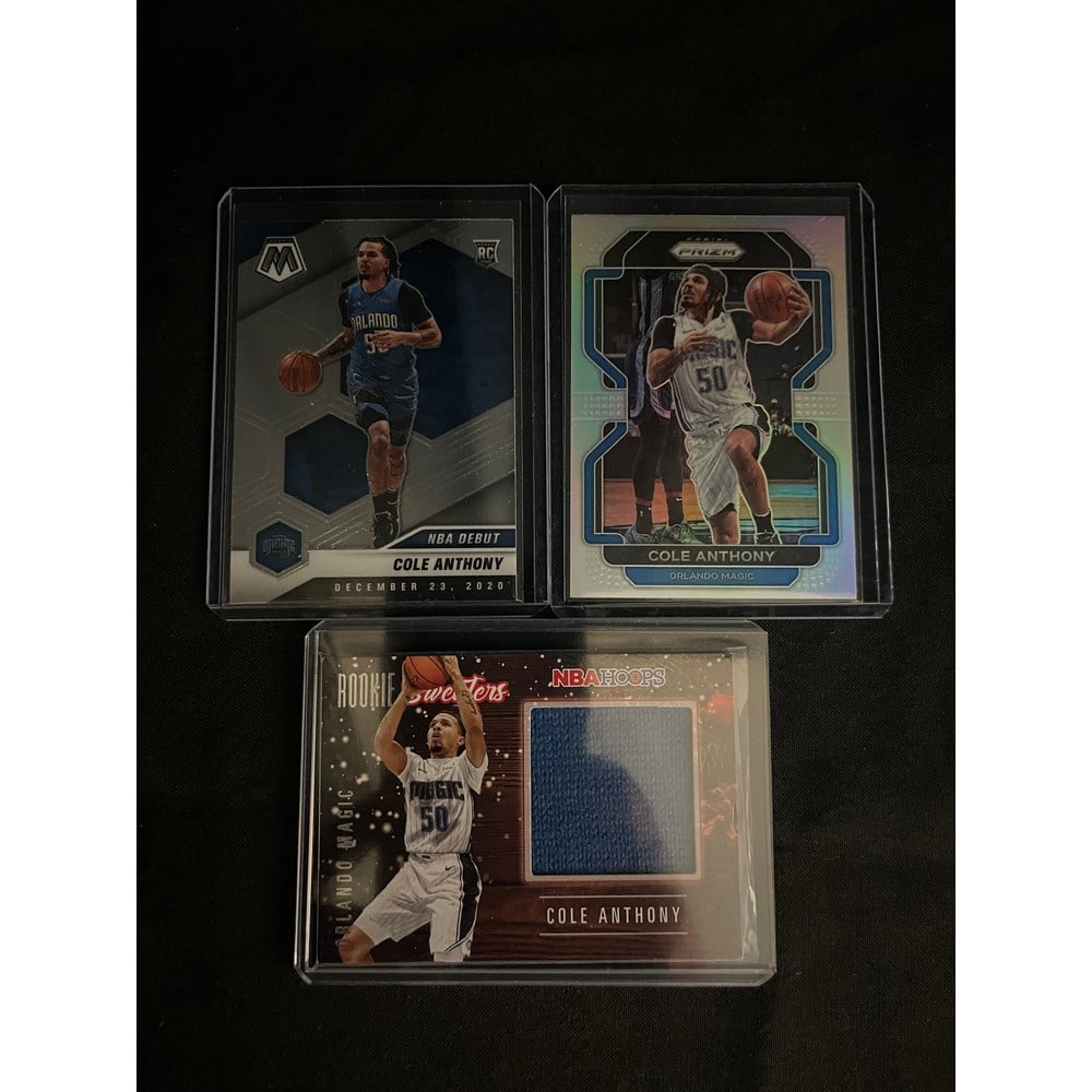 (3) Cole Anthony Cards With Rookie/patch: (3) Cole Anthony Cards With Rookie/patch