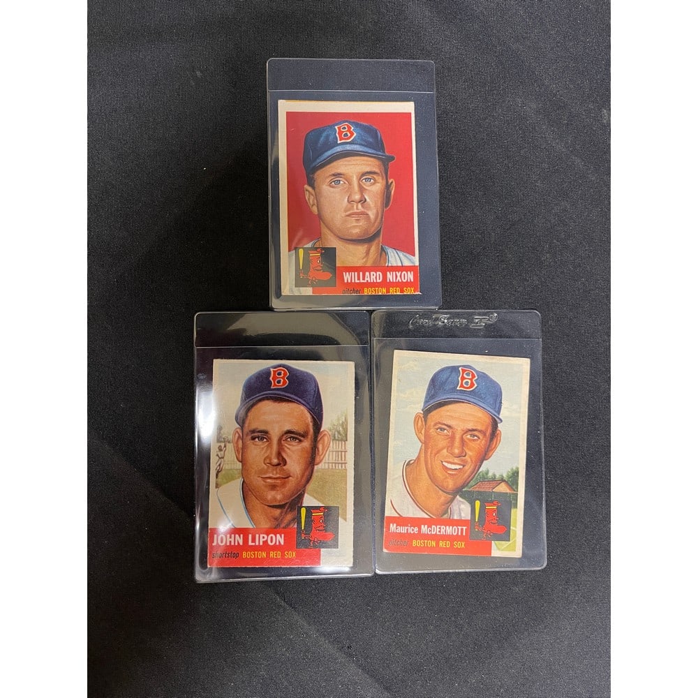 (3) 1953 Topps Baseball Red Sox Cards (1 of 2)