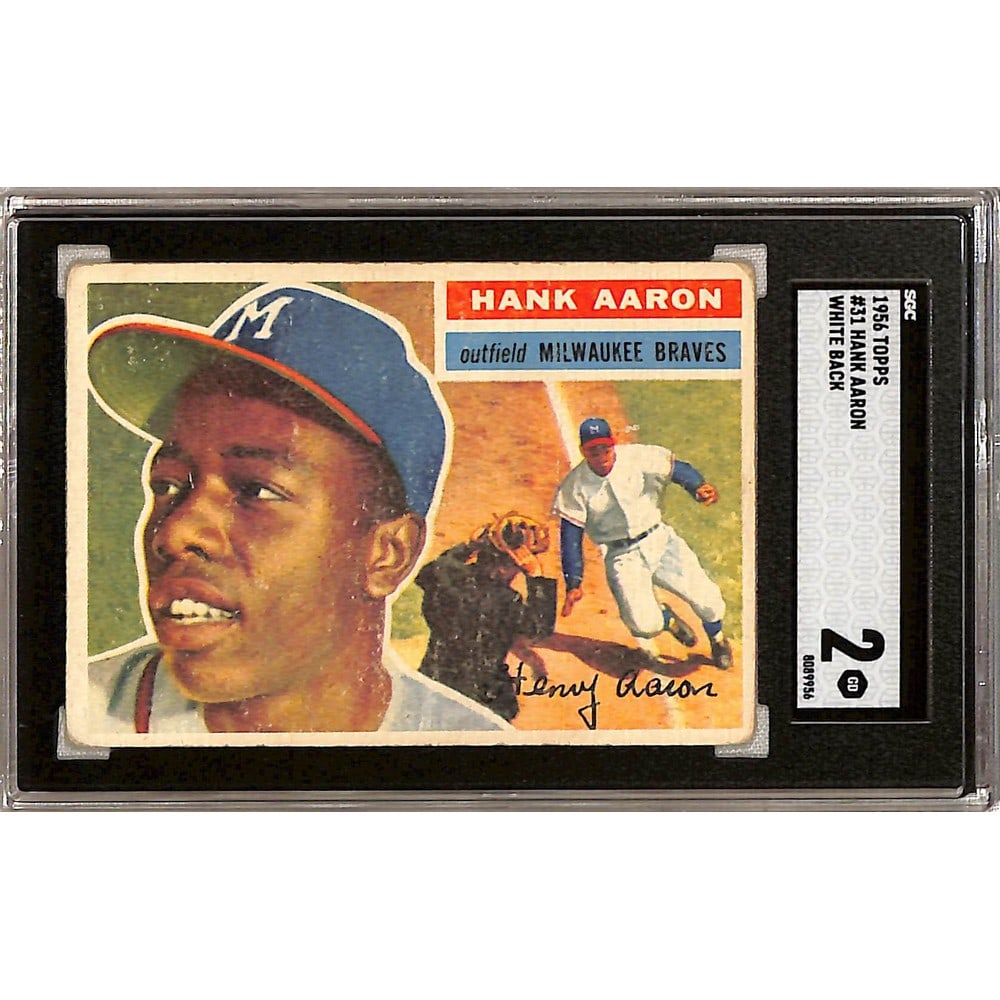 1956 Topps Hank Aaron White Bank Sgc 2: 1956 Topps Hank Aaron White Bank Sgc 2