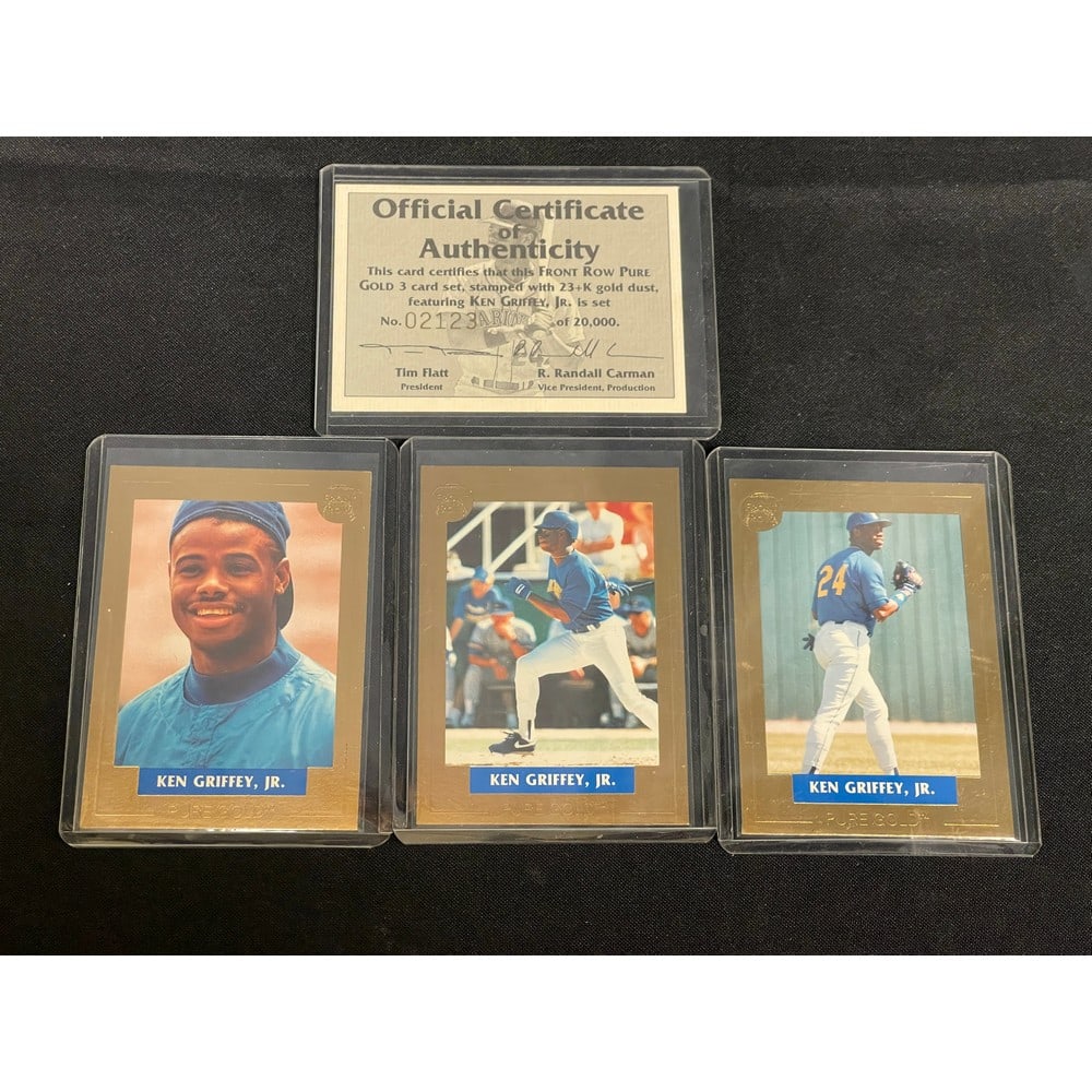 (3) 1992 Front Row Gold 23kt Ken Griffey Jr.: With Coa