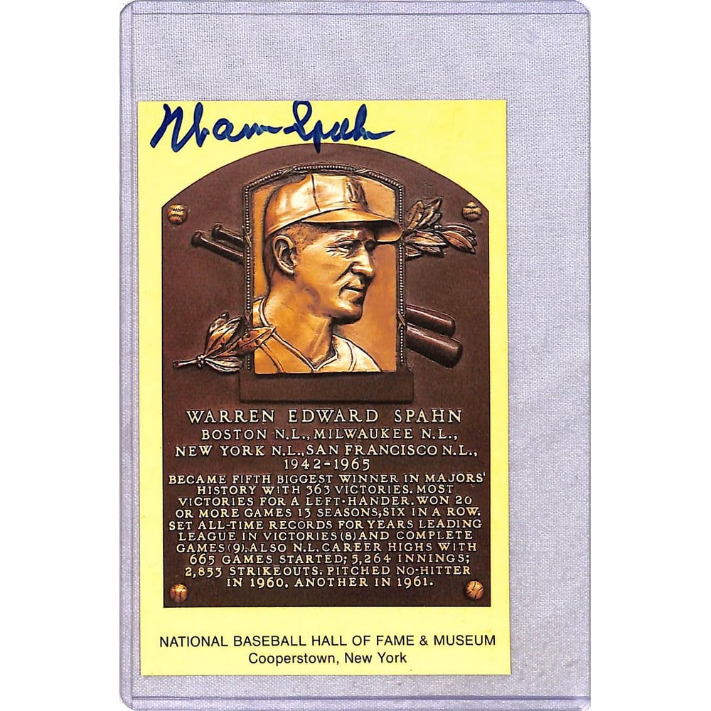 Warren Spahn Signed Hof Postcard Beckett Coa (1 of 2)