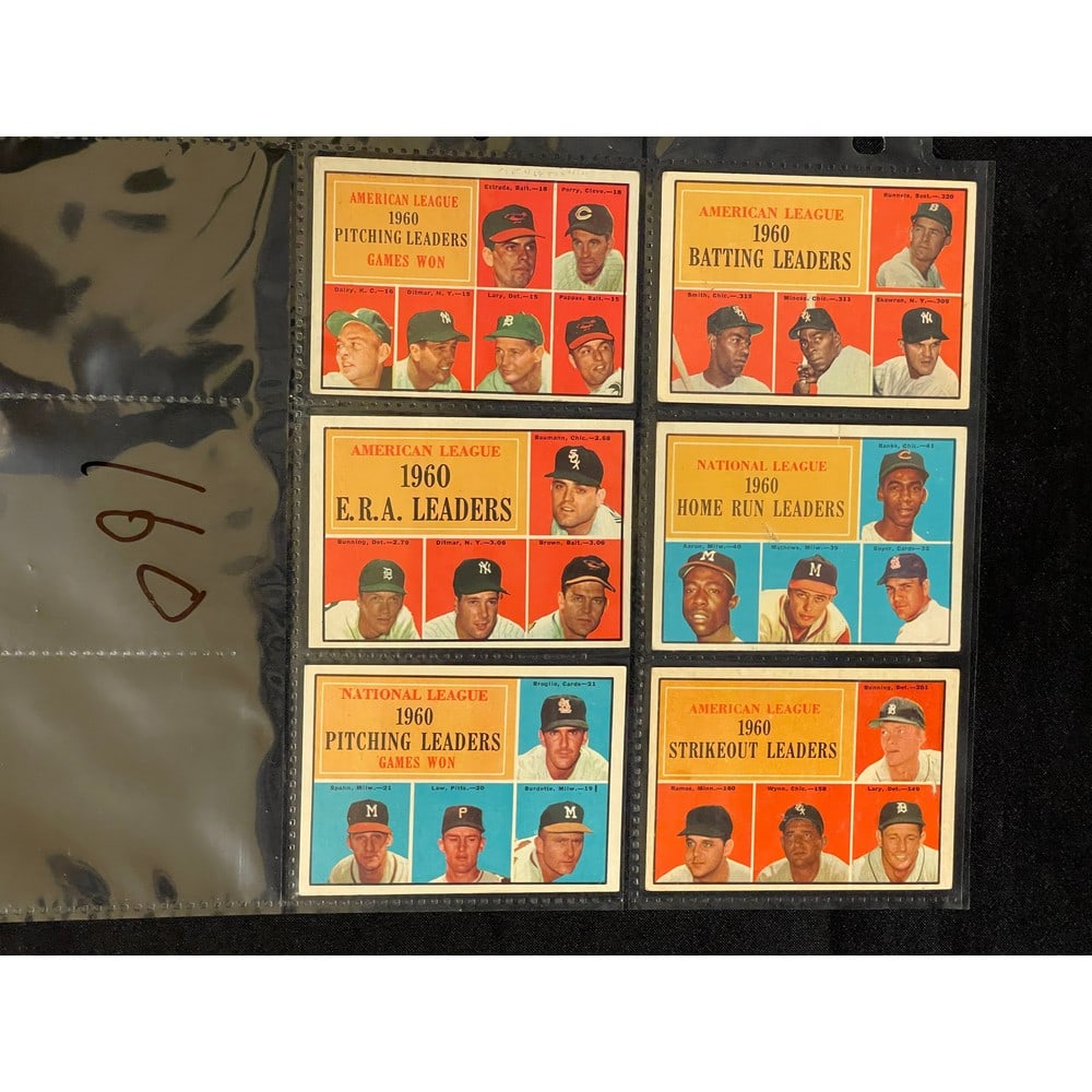 (6) 1961 Topps Baseball Leader Cards Hof (1 of 2)