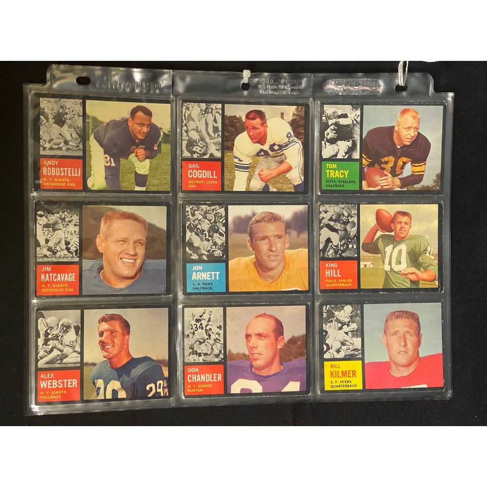 (27) 1962 Topps Football Cards With Stars: (27) 1962 Topps Football Cards With Stars