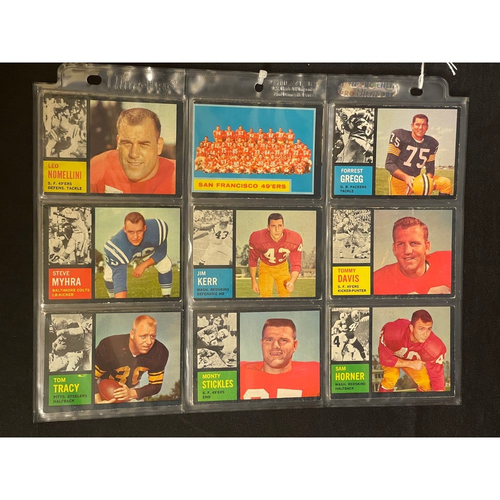 (27) 1962 Topps Football Cards With Stars: (27) 1962 Topps Football Cards With Stars