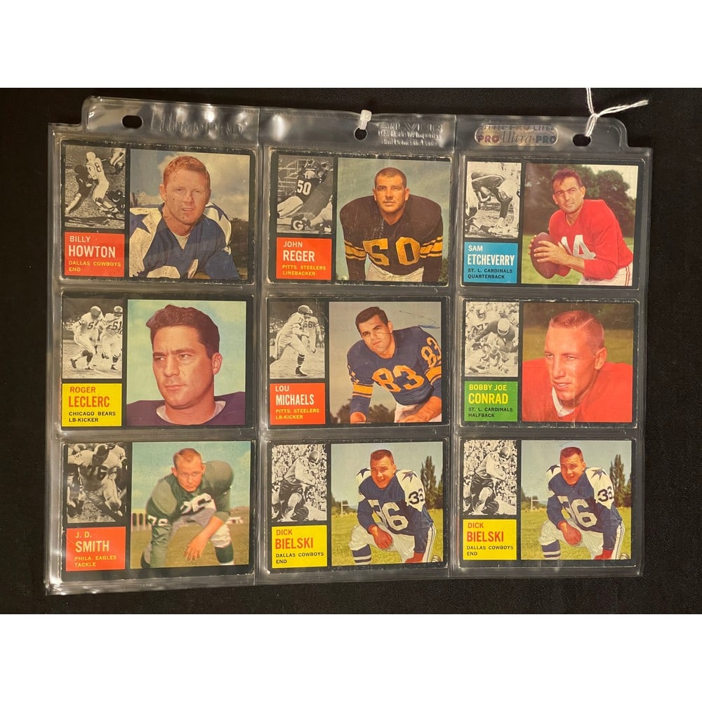 (27) 1962 Topps Football Cards With Stars: (27) 1962 Topps Football Cards With Stars