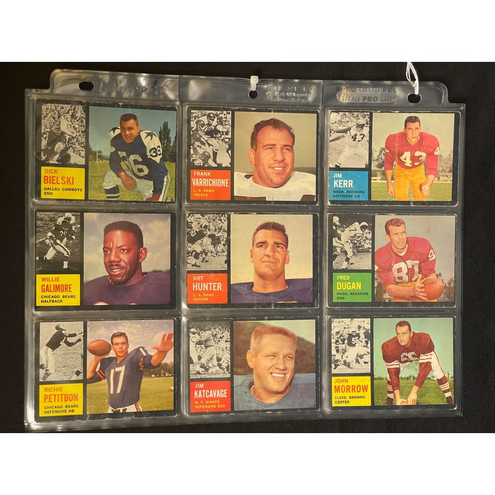 (27) 1962 Topps Football Cards With Stars: (27) 1962 Topps Football Cards With Stars