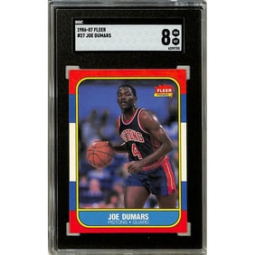 1986 Fleer Joe Dumars Rookie Sgc 8