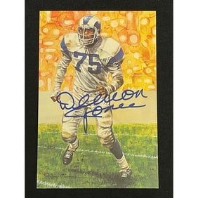 Deacon Jones Signed Goal Line Art Card Jsa Coa