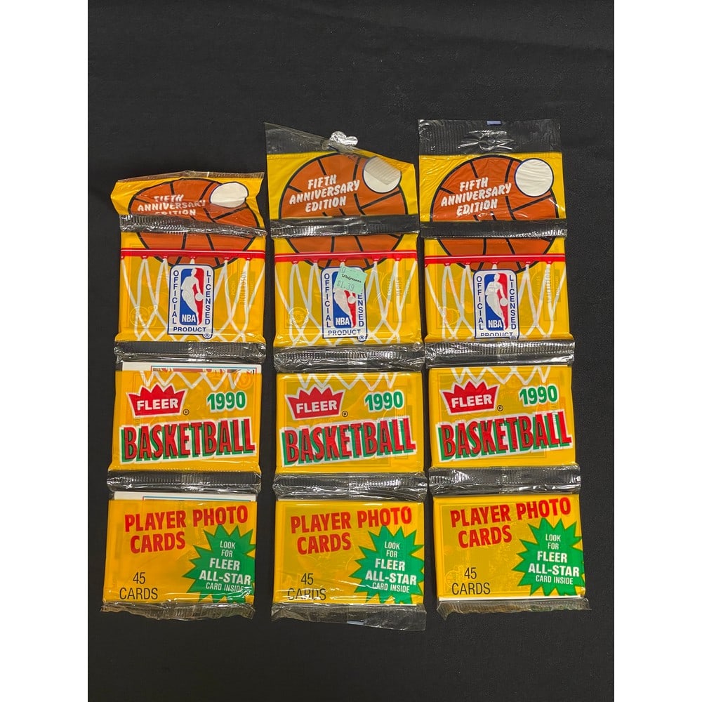 (3) 1990-91 Fleer Basketball Unopened Rack Packs (1 of 1)