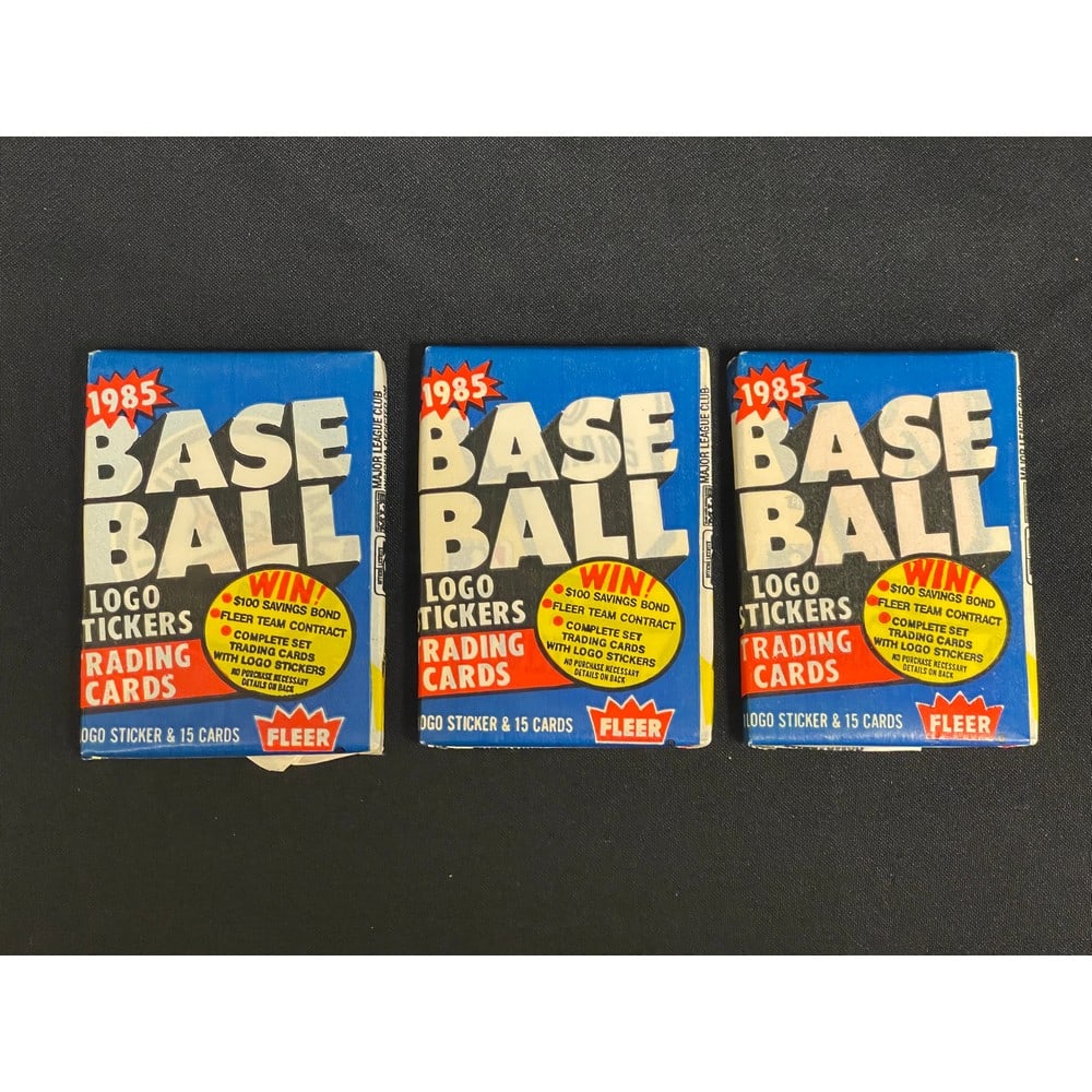 (3) 1985 Fleer Baseball Unopened Wax Packs (1 of 2)
