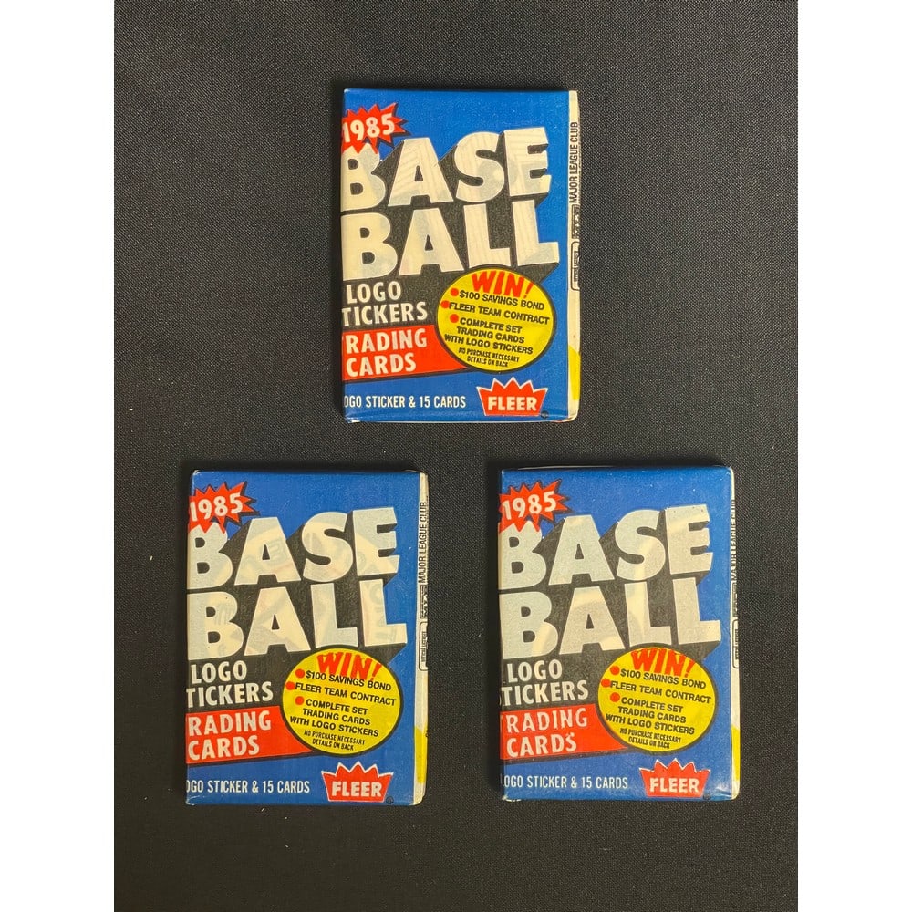 (3) 1985 Fleer Baseball Unopened Wax Packs (1 of 2)