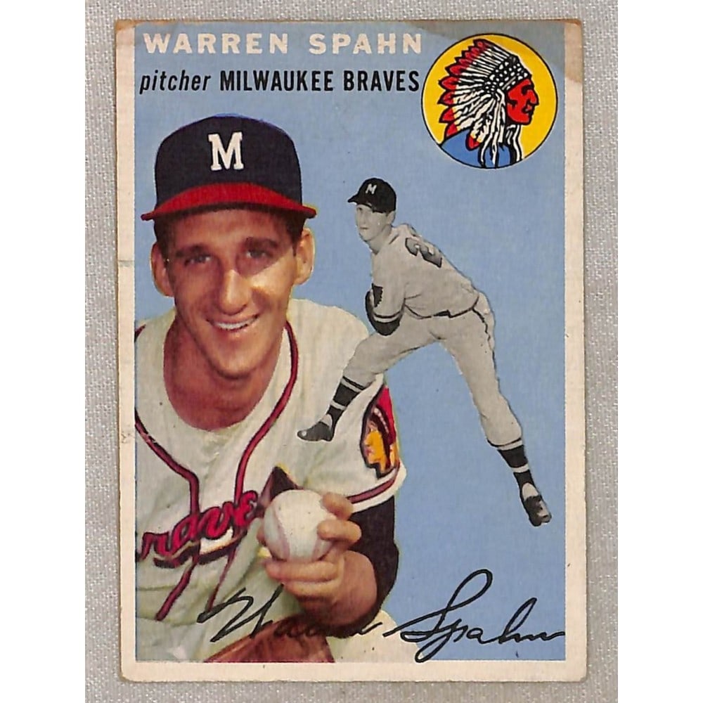 1954 Topps Warren Spahn Crease/stain: 1954 Topps Warren Spahn Crease/stain