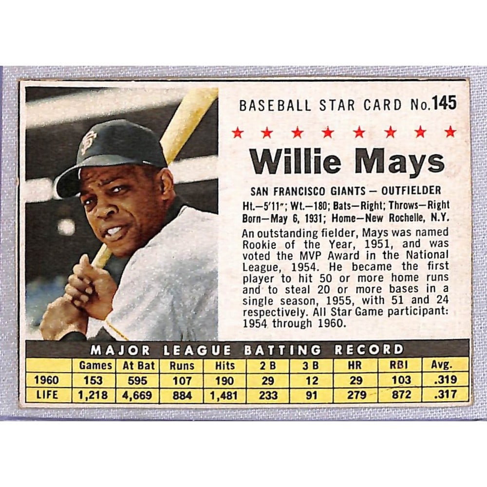 1961 Post Cereal Willie Mays (1 of 2)