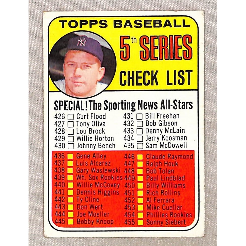 1969 Topps Crease Free Mickey Mantle Checklist (1 of 2)
