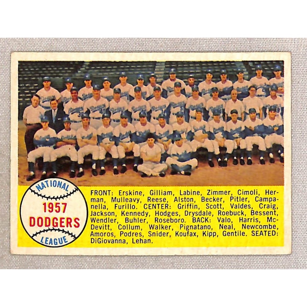 1957 Topps Brooklyn Dodgers Team Card Crease Free (1 of 2)