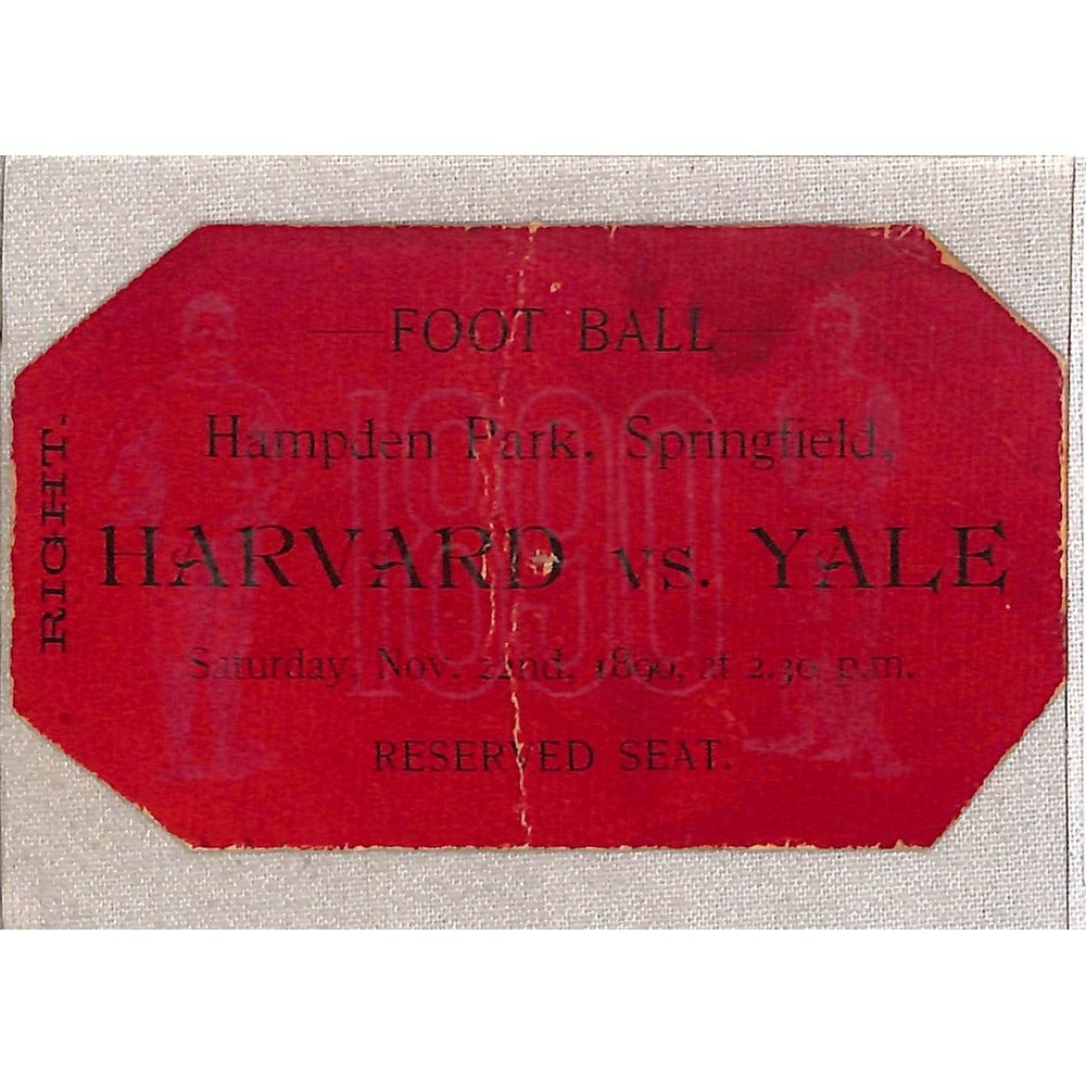 1890 Harvard Vs. Yale Football Ticket 11-22-1890 (1 of 2)