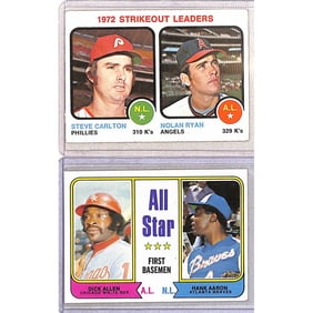 (2) 1970's Baseball Allstar/leader Cards Hof
