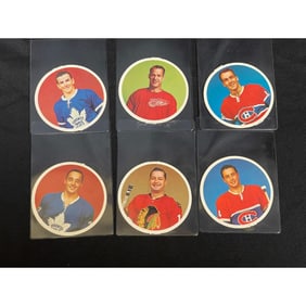 (6) 1963 El Producto Hockey Disc Cards