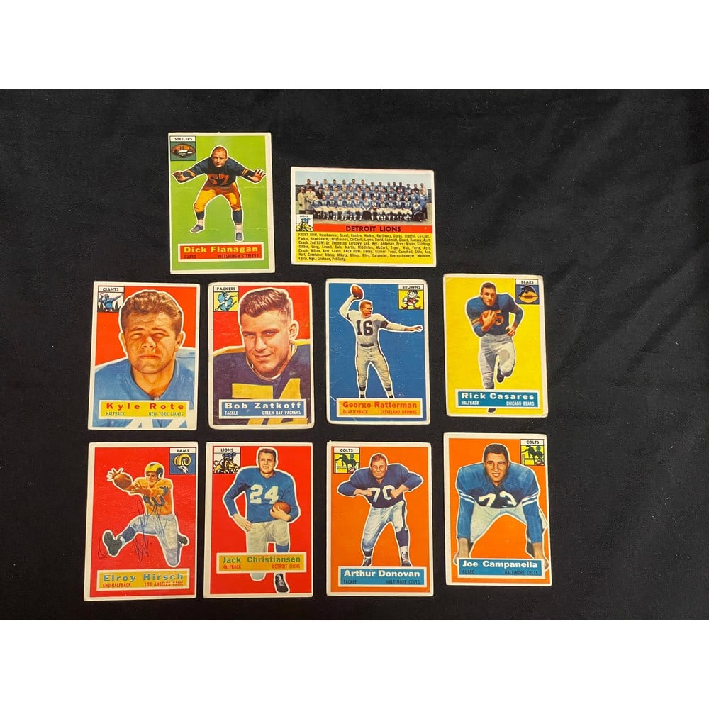 1956 Topps Football Lot (10) W/ Elroy Hirsch (1 of 2)