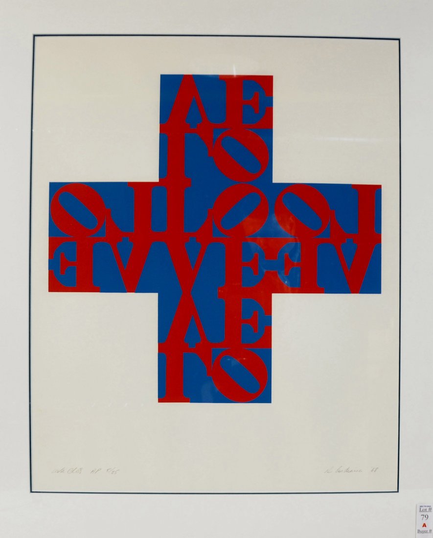 Love Cross silk screen signed by artist Robert Ind: Love Cross silk screen signed by artist Robert Indiana. AP (Artist Proof), print 5/25. artist signed lower right 27x22 circa 1968