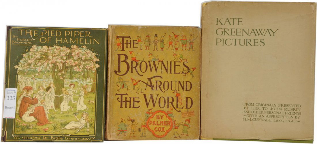 Three Books to include 1921 Kate Greenaway Picture: Three Books to include 1921 Kate Greenaway Pictures, The Pied Piper of Hamlin by Robert Browning Illustrated by Kate Greenaway with original dust cover and The Brownies by Palmer Fox