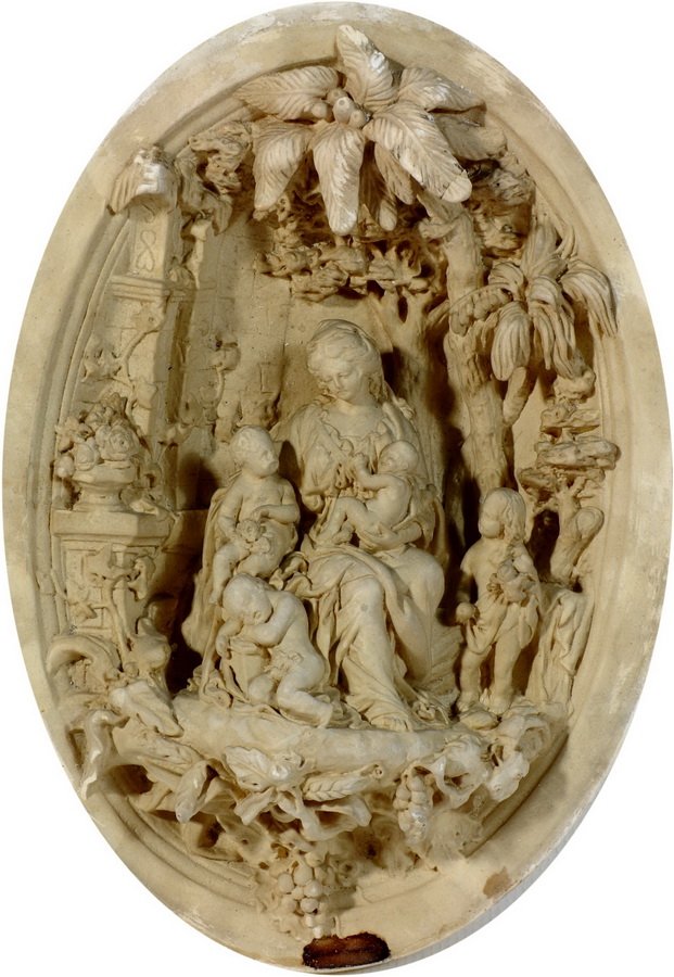Chalk-ware Victorian Scene in Bubble glass with un: Chalk-ware Victorian Scene in Bubble glass with unattached black frame