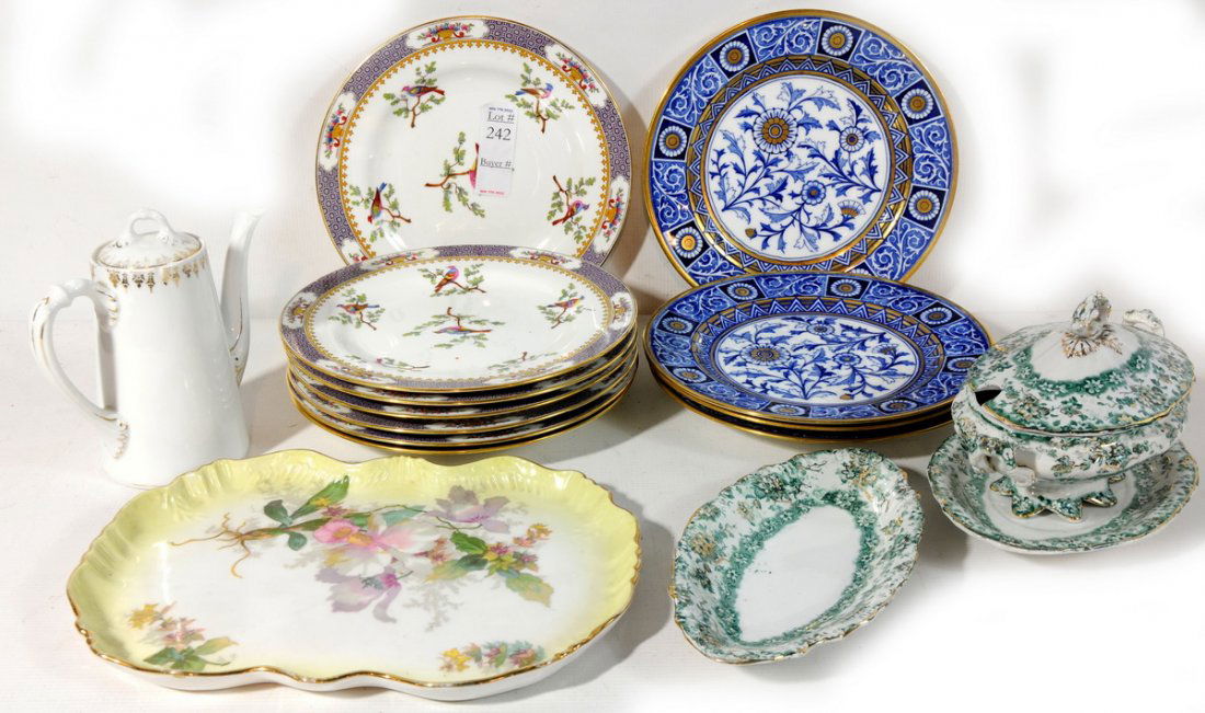Collection of estate china to include Limoges, Cop: Collection of estate china to include Limoges, Copeland Spode and semi porcelain