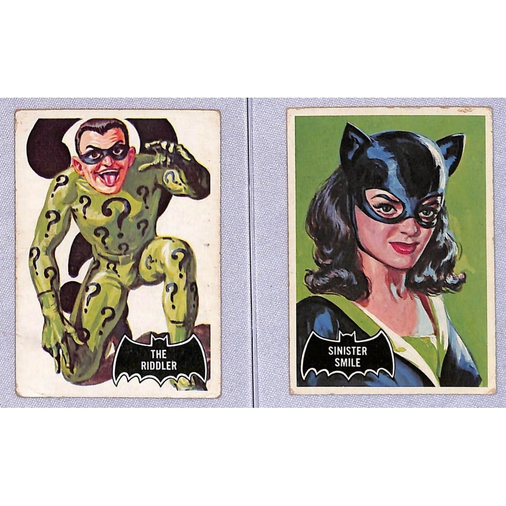(2) 1966 Topps Batman Cards Riddler/cat Woman (1 of 2)