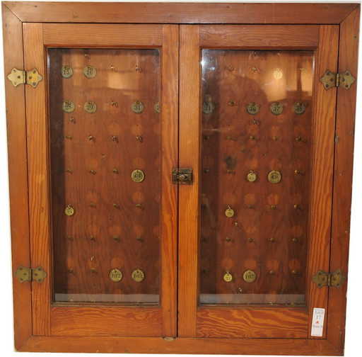 17A: Antique Oak Valet Key Cabinet 31x30 - 17A: Antique Oak Valet Key Cabinet 31x30