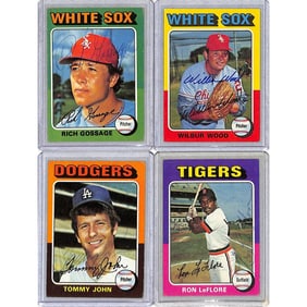 (4) 1975 Topps Baseball Signed Cards No Coa