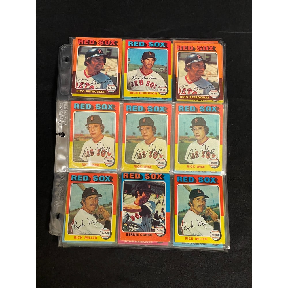 (28) 1975 Topps Red Sox Team Set Cards (1 of 3)