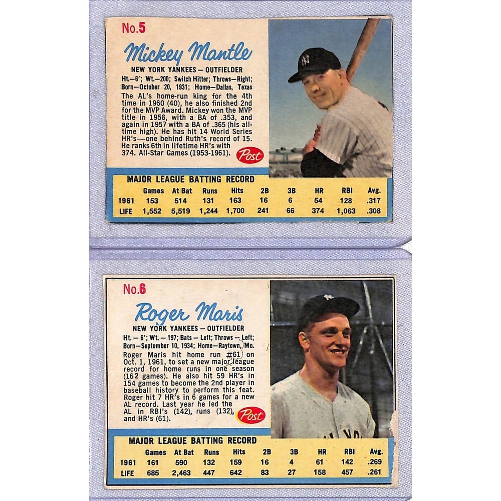 (2) 1962 Post Cereal Mantle/maris (1 of 2)