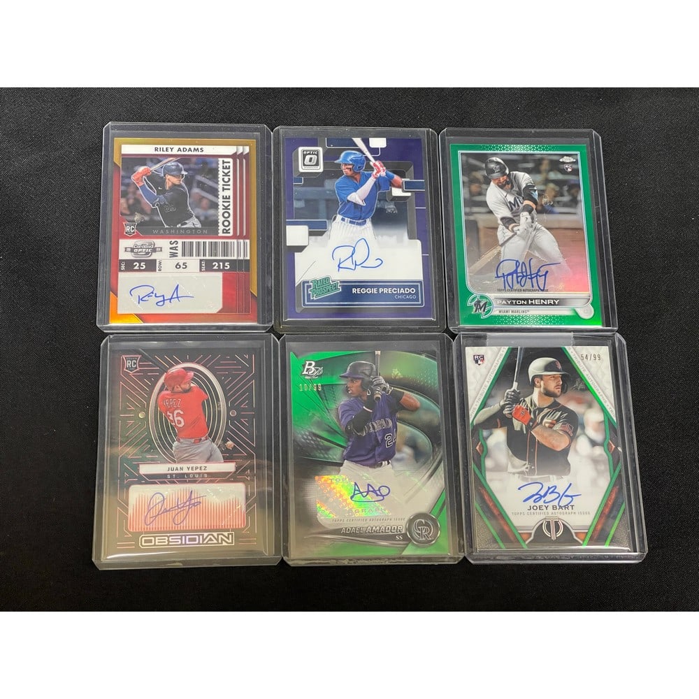 (6) Baseball Rookie Auto Cards: (6) Baseball Rookie Auto Cards
