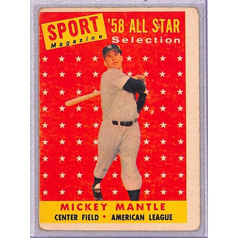 1958 Topps Mickey Mantle Allstar Creased: 1958 Topps Mickey Mantle Allstar Creased