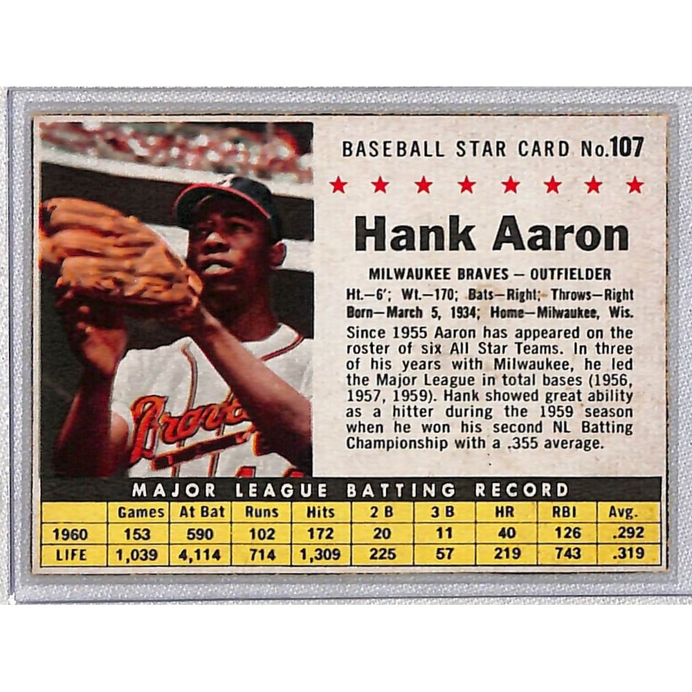 1961 Post Cereal Hank Aaron (1 of 2)