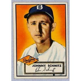 1952 Topps Baseball Johnny Schmitz Crease Free
