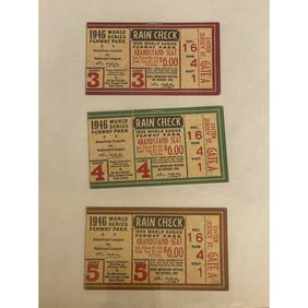 (3) 1946 Red Sox Fenway Park World Series Tickets