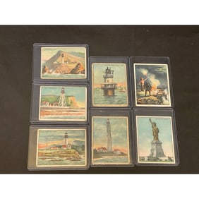(9) 1911 T77 Hassan Light House Series Cards