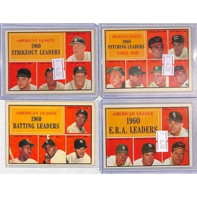 (4) 1961 Topps Baseball Leader Cards