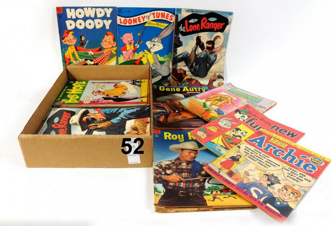 Collection of comic books: Collection of comic books to include , 1955 Gene Autry, 1953 Roy Rogers, 1952 Buck Jones, 1952 Tonto, 1953 The Lone Ranger, 1952 The Lone Ranger, 1952 Sparkle, 1952 The Adventures of Bob Hope, 1952 Sp