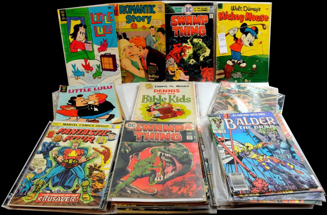 Comic books: Collection of comic books including 1954 Tex Ritter,1977 Superman Action Comics,1993 Spiderman, 1964 Adventures into the unknown, 1976 Ghosts, 1960's Adventures Comics #355, Ghosts #47, Bonanza #5, Ge