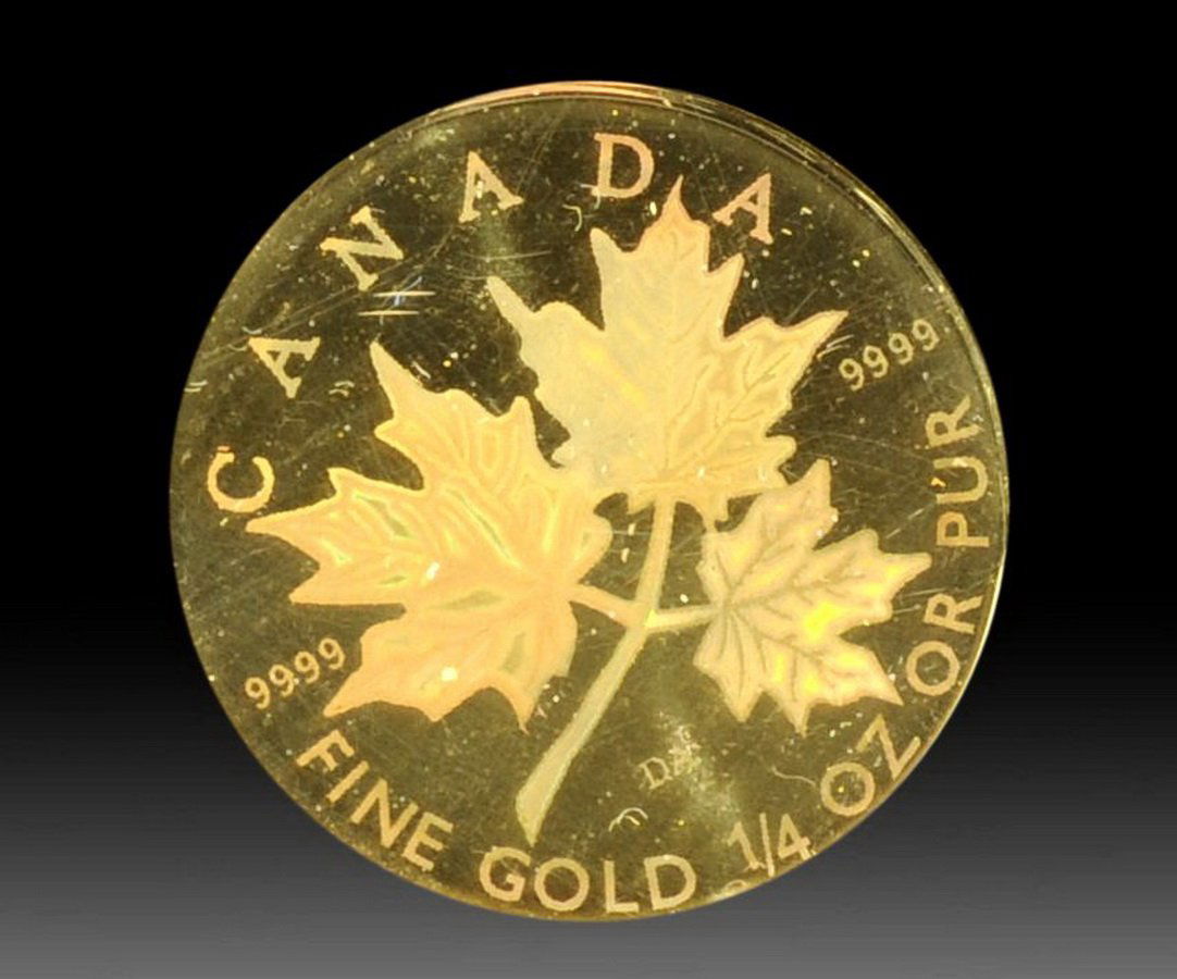 2001 1/4 Canadian Maple Leaf Proof Hologram Gold Co: 2001 1/4 Canadian Maple Leaf Proof Hologram Gold Coin