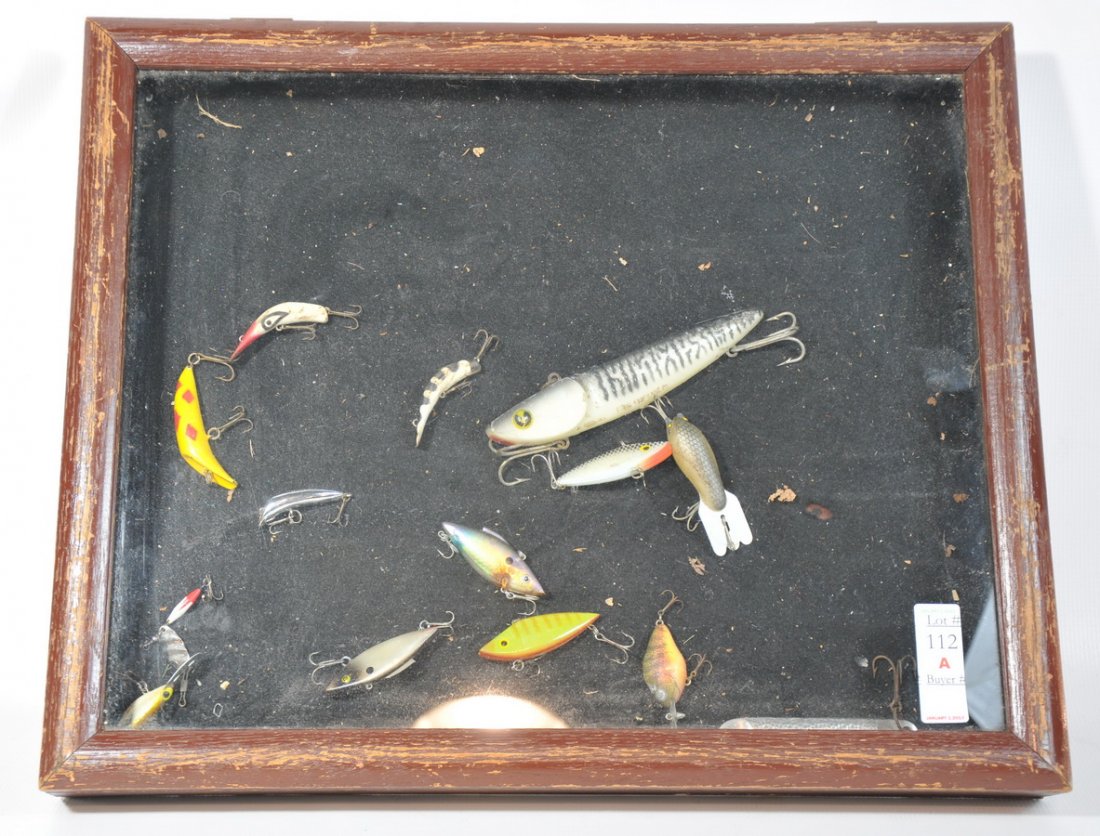 Shadow Case filled with fishing lures: Shadow Case filled with fishing lures 22x18