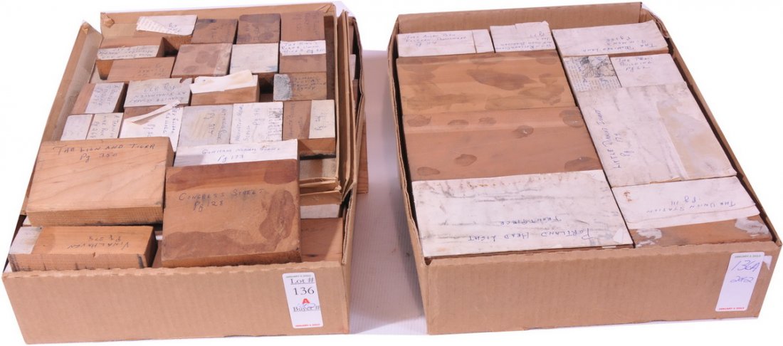 2 Boxes of Antique Printing Blocks: 2 Boxes of Antique Printing Blocks