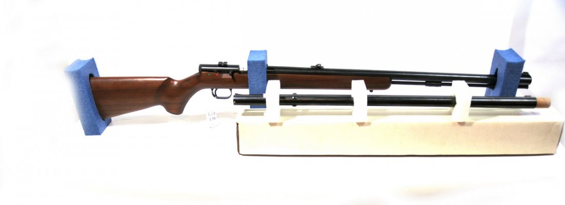 Thompson Center Arms System One 50 caliber black p: Thompson Center Arms System One 50 caliber black powder with black powder 12ga barrel.