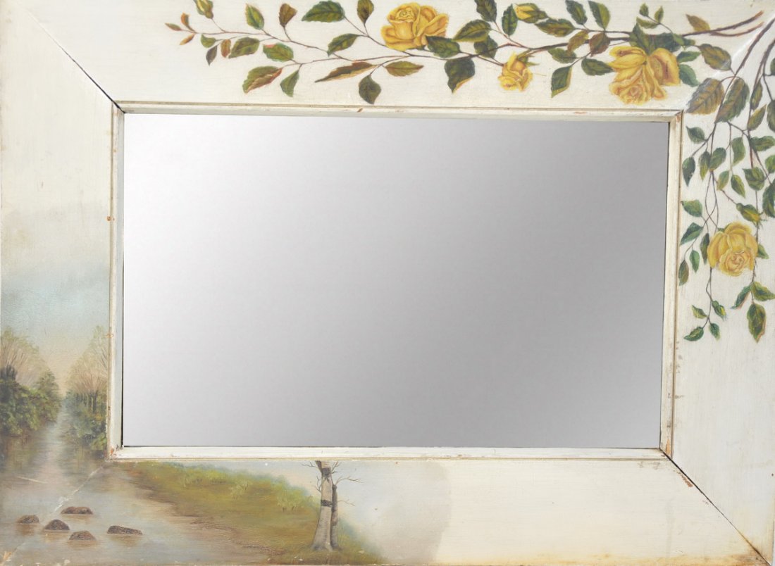Mirror with intricately hand painted frame: Mirror with intricately hand painted frame 25x18